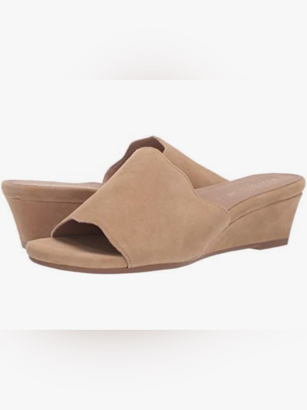 Bettye Muller Concept Seema Tan Suede Low Wedge Slide Sandals 7.5 NWOB - Picture 7 of 16